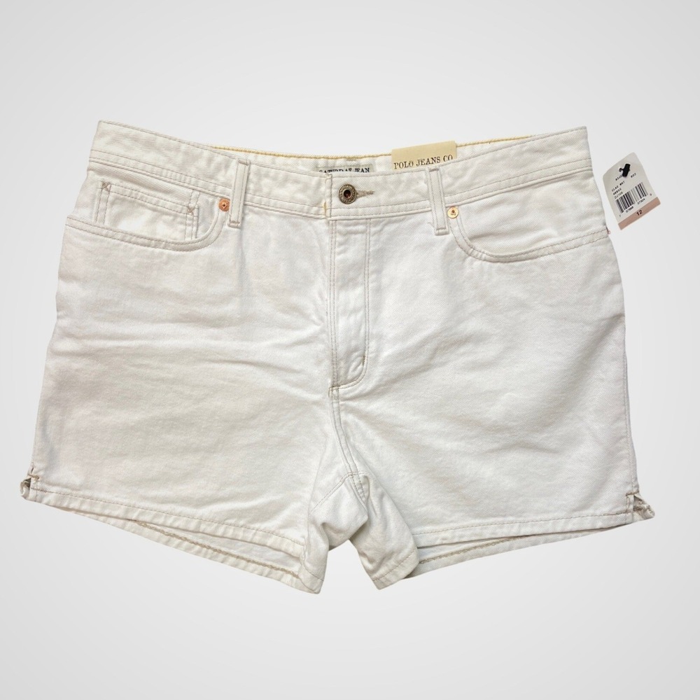 Polo Jeans Co Ralph Lauren White Denim Saturday Shorts NWT Womens 12